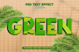 green color with wood textured text effect templat