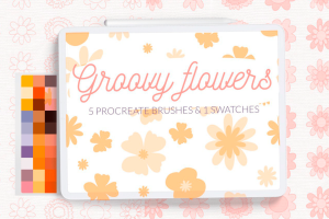 Groovy Flowers Pattern Brushes. Retro Flowers