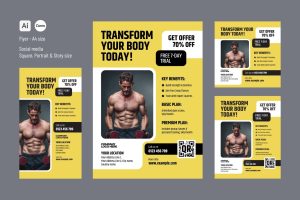 Gym and Bodybuilding Flyer and Social Media Design