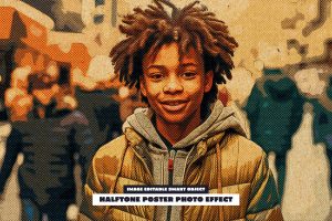 Halftone Poster Photo Effect