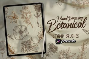 Hand drawing botanical brush stamp