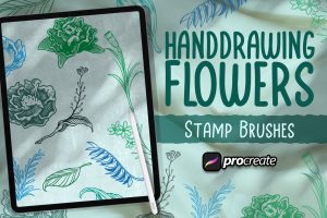 Hand Drawing Flowers Brush Stamp