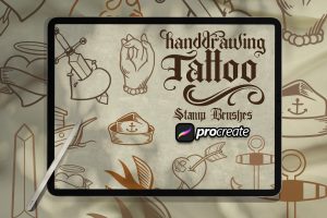 Hand Drawing Tattoos Brush Stamp
