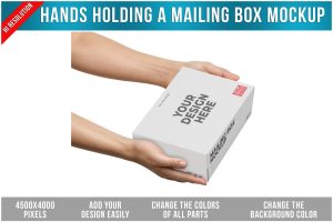 Hands Holding a Mailing Box Mockup