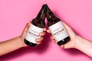 Hands Holding Beer Bottles Mockup