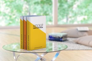 Hardcover Books Mock Up on Living Room