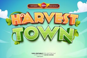 Harvest Town Cartoon Game Tittle Text Effect