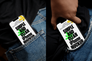 Holding iPhone Mockup in Jeans Pocket – KRV