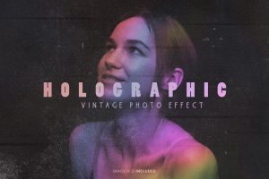 Holographic retro vintage photo effect