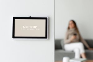 Home Automation Panel Monitor Mockup on a Wall