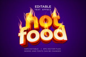 hot fire food editable vector text effect