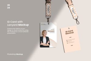 ID Card with Lanyard Mockup