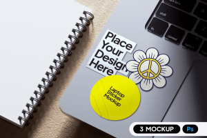 Laptop Sticker Mockup