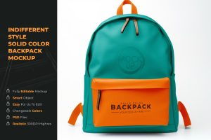 Indifferent style solid color backpack mockup