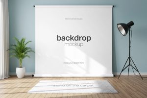 Interior Photo Studio with Backdrop Mockup