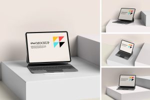 iPad with Keyboard and Pencil Mockup