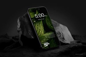 iPhone and Rocks Mockup