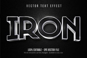 Iron – Editable Text Effect, Metallic Font Style