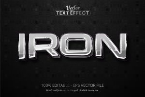 Iron – Editable Text Effect, Metallic Font Style
