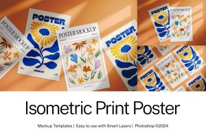 Isometric Print Poster Mockup