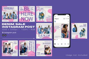 Jean Fashion Sale Social Media Post Templates