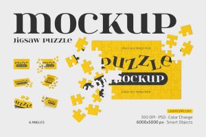 Jigsaw Puzzle Mockup Set