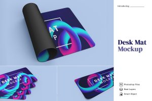 Keyboard Mousepad Desk Mat Mockup 3 Views