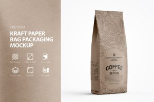 Kraft Coffee or Tea Bag Packaging Mockup