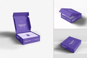 Kraft Paper Square Mailing Box Branding Mockups