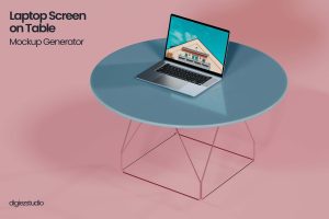 Laptop on Table Mockup