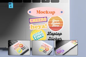 Laptop Sticker Mockup