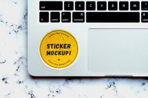 Laptop Sticker Mockup