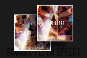 Lens flare photo effect for square flyer