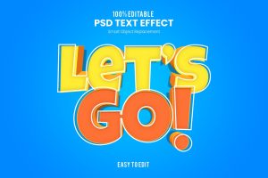 Let&apos;s Go –  Bold and Fun 3D Cartoon Text Effect