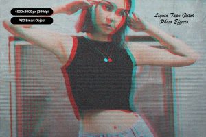 Liquid Tape Glitch Photo Effects