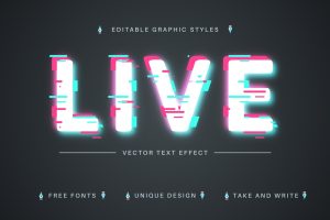 Live Glitch – Editable Text Effect, Font Style