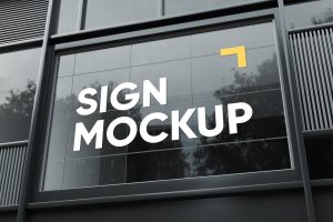 Logo Sign on Glass Window Mockup