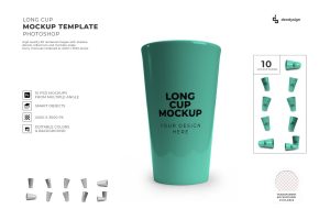 Long Plastic Cup Mockup Template Set