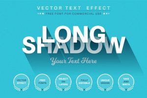 Long shadow – editable text effect,  font style