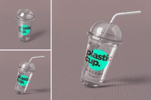 Long Transparent Plastic Cup Mockup