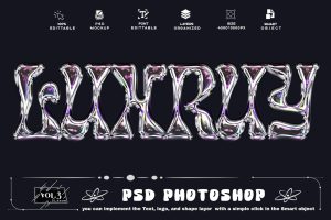 Luxury Holographic Style Text Effect PSD Template