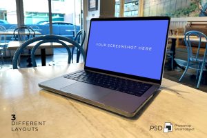 Macbook at Restaurant Mockup