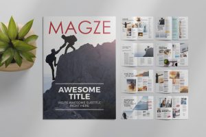 Magazine Layout with Photo Placeholders