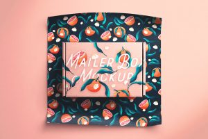 Mailer Box and Wrapping Paper Mockup