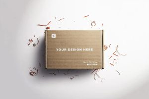 Mailer Box Mockup with Wood Wool