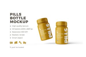Medicine Pills Bottle PSD Mockup