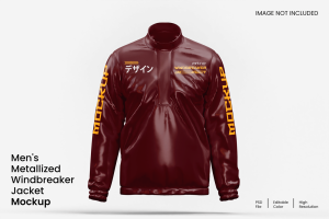 Men’s Metallized Windbreaker Jacket Mockup