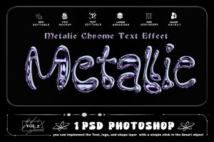 Metallic Chrome Text Effect PSD