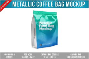Metallic Coffee Bag Mockup