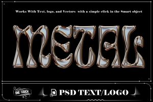Metallic Marvel Bold Metal Text PSD Modern Design
